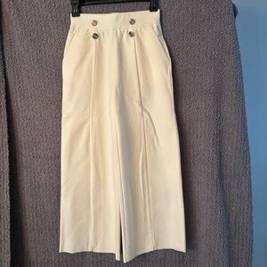 NEW NWOT G by Giuliana Ivory Button Detail Sailor Wide Leg Pant